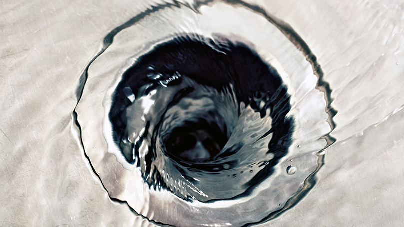 Water going down a sink drain