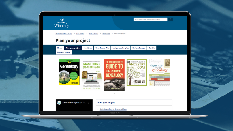 computer screen showing a library research guide