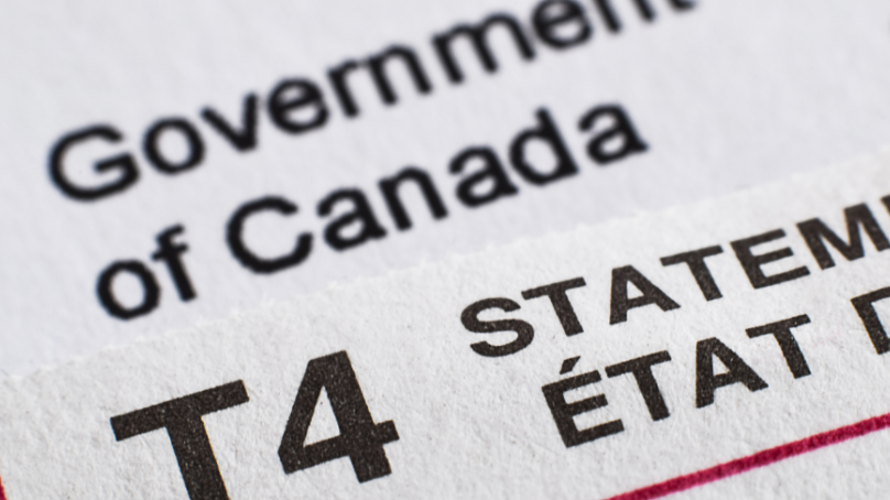 Top of the Government of Canada tax forms.