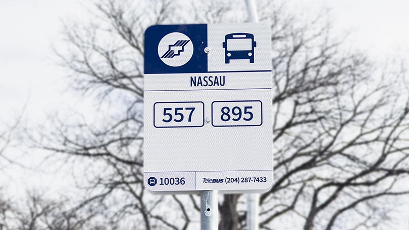 Transit sign at a bus stop