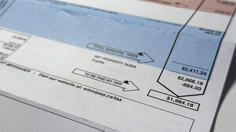 Property tax bill showing amount owing