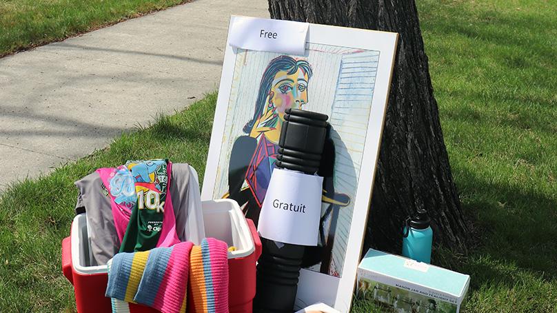 Items placed at the curb with a "Free" sign