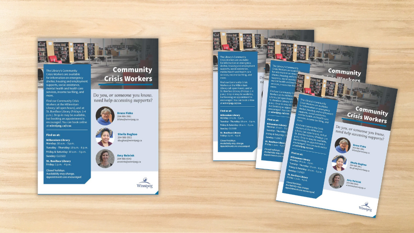 posters fanned out on a table