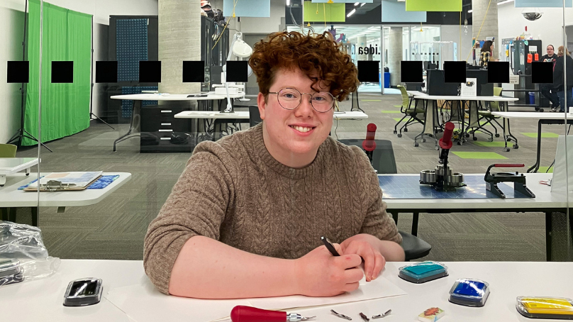 Raymond Lyttle in the ideaMILL makerspace at the Millennium Library.