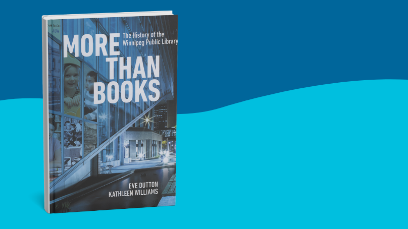 'More than Books' by Eve Dutton and Kathleen Williams. Book is floating on a blue background.