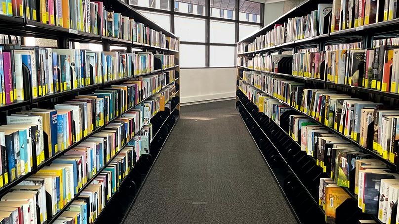 Book stacks in Millennium Library