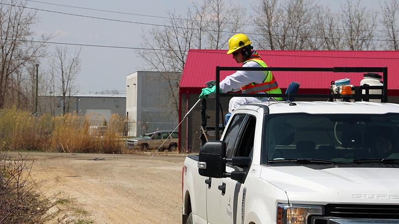 Ground crews tackling standing water in ditches