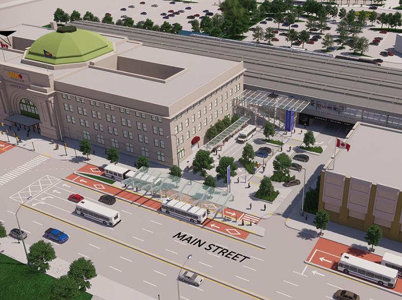 Under the draft plan, transit lines would be routed through three locations at Union Station: in front of it and behind it at street level, and from an elevated transitway inside.