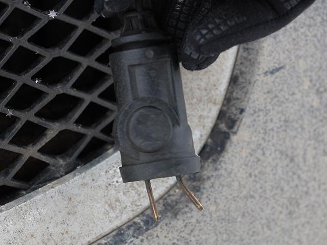 Block heater cords should also be carefully examined. This one has a bent prong.