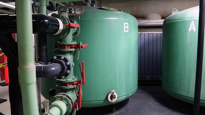 The old Bonivital Pool tanks are shown in poor condition