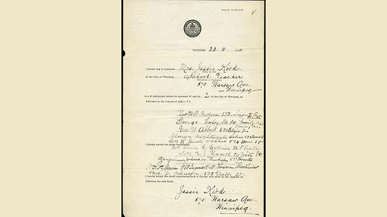 Jessie Kirk’s nomination papers