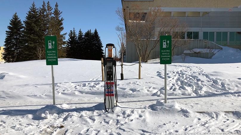 The charging station at the Bill and Helen Norrie Library.