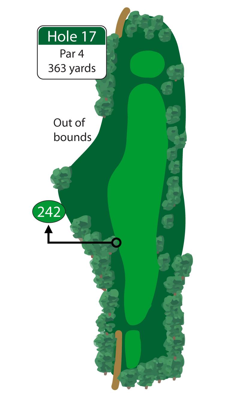 Straight away mid-length par 4. A tee shot in the fairway has you well-positioned to leave with par or better.