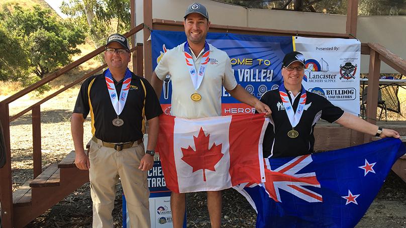 Chad Swayze (centre) is a firefighter with the Winnipeg Fire Paramedic Service and a decorated archer and champion in the World Police & Fire Games.