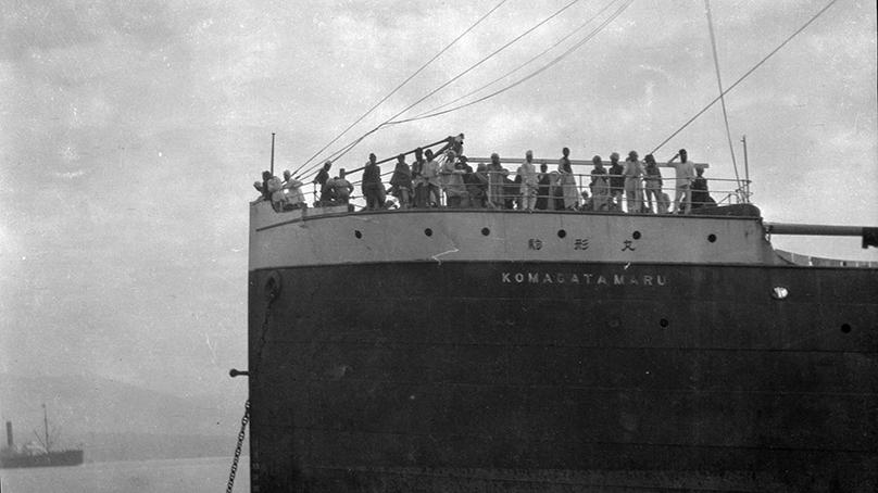 The SS Komagata Maru, with mostly Sikh men as passengers, sailed from Hong Kong to Vancouver in 1914.
JAMES LUKE QUINEY FONDS/CITY OF VANCOUVER ARCHIVES/AM 15984-: CVA 7-123, CVA 7-122.