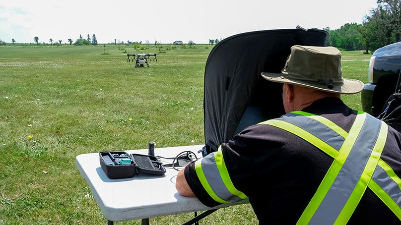 Mosquito habitats are sometimes difficult to get to, which is why we’re testing the use of a drone this summer as part of our mosquito control program.