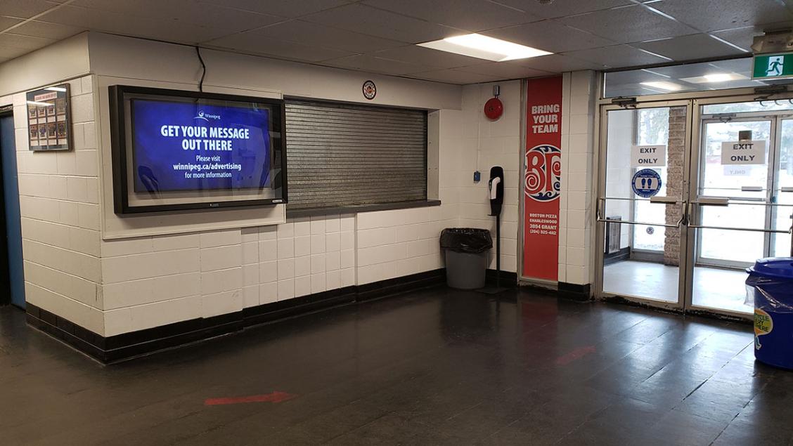 Digital display advertising space at Eric Coy Arena