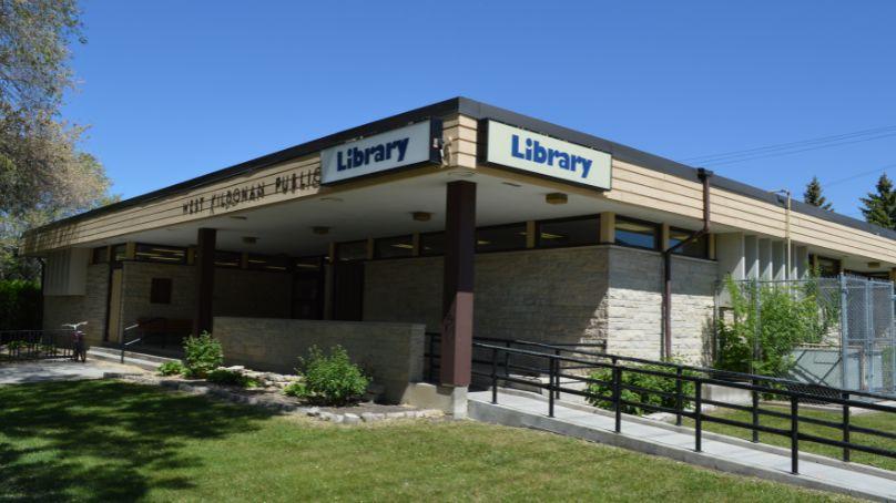 Entrance to the West Kildonan Library on Jefferson Ave.