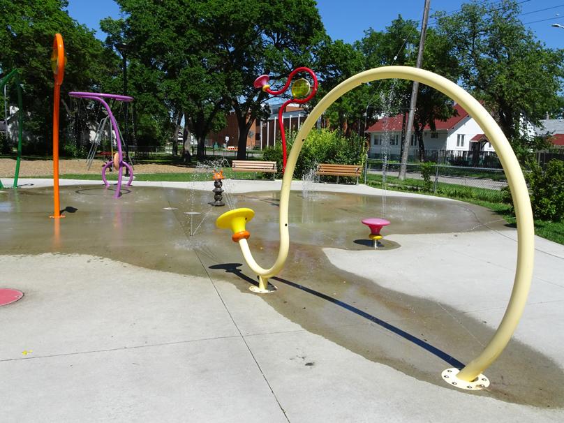 Sprinklers at Machray Park Spray Pad