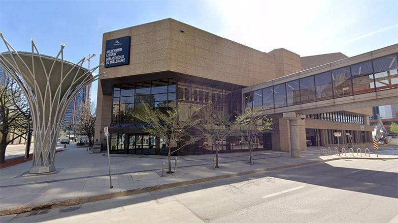 Millennium Library front entrance and skywalk