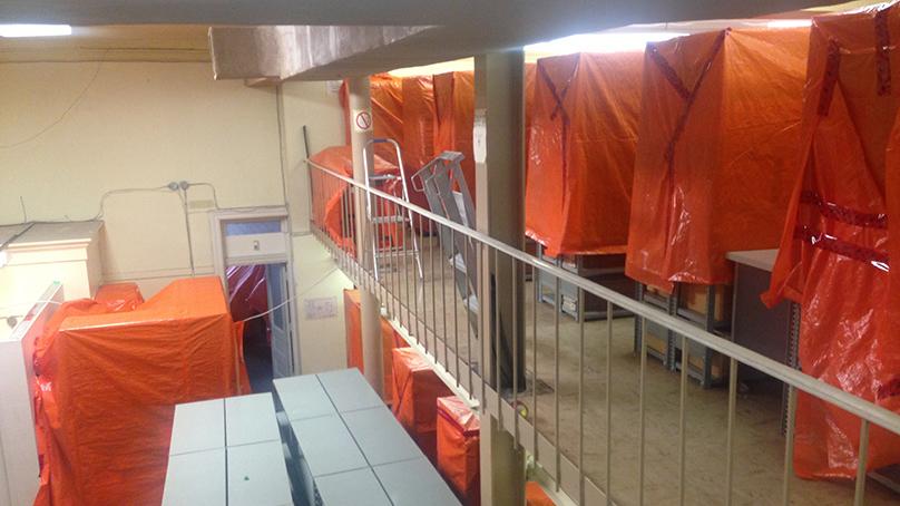 Significant rain damage in 2013 forced the relocation of the archival collection to a temporary, rented location.