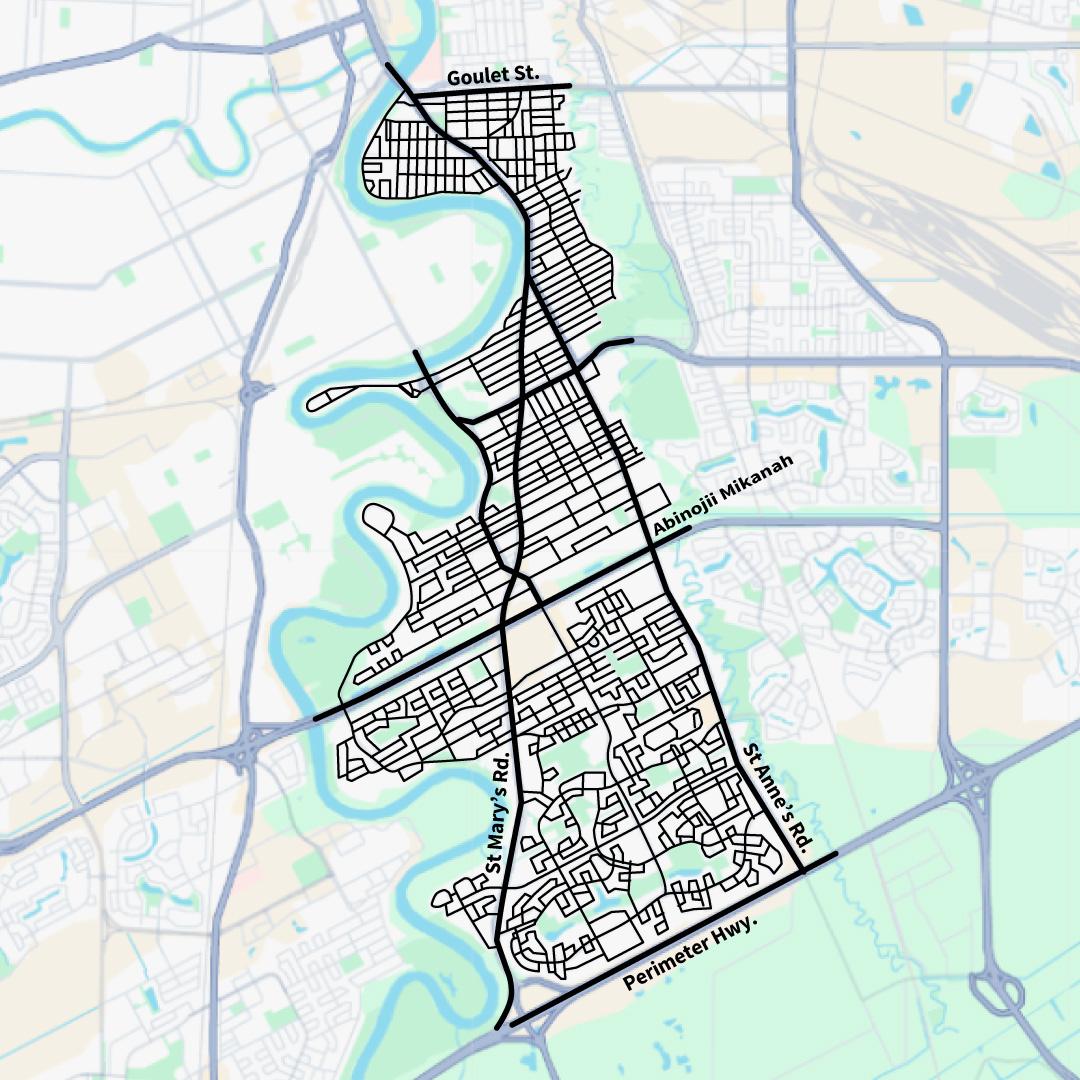 Map showing water main cleaning area in south Winnipeg.