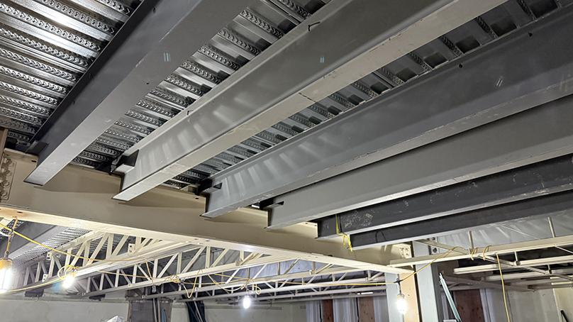 Crews had to bring in over 40 tons of new structural steel to strengthen the building.